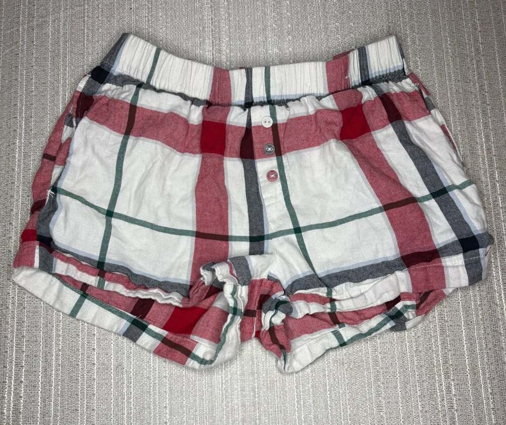 Stars Above Perfectly Cozy Flannel Pajama Shorts Red Plaid Size XS